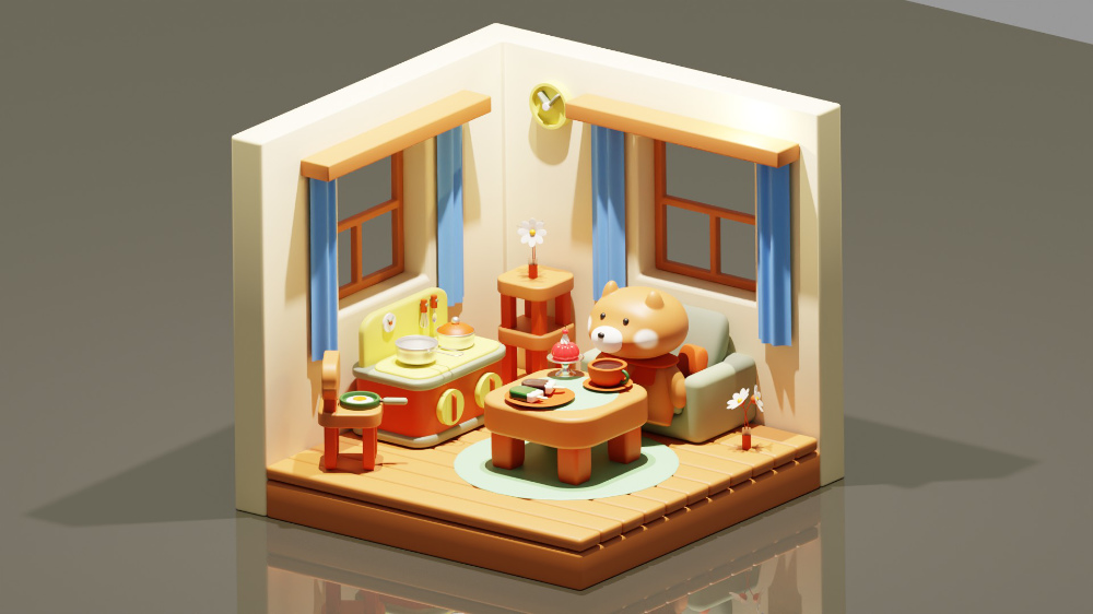 完成したクマの部屋